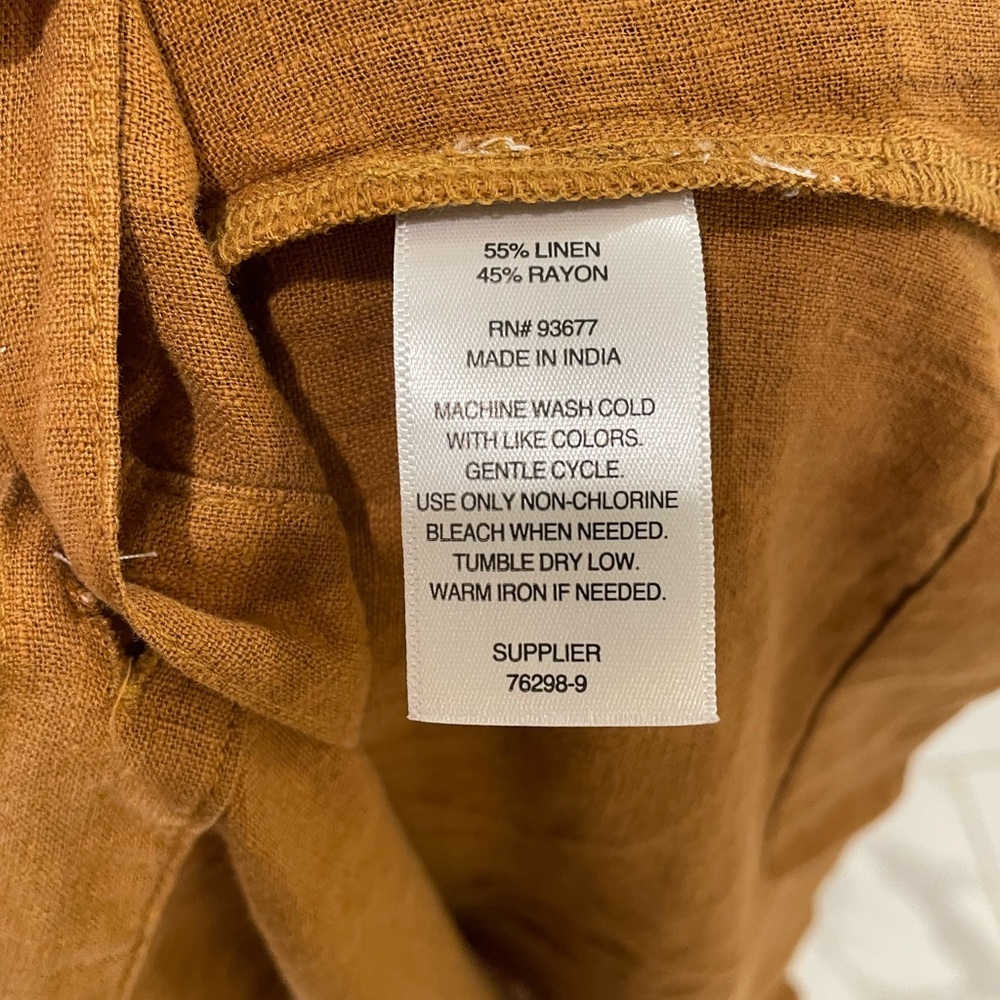 a.n.a. Linen Blend Midi Shirt Dress Tie Waist Button Front Brown M NWT - Picture 11 of 12